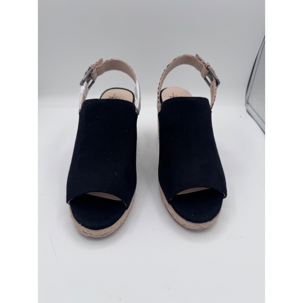LifeStride Trina Espadrille Wedge Sandals Women 6M Black Snakeskin Slingback - Picture 2 of 8